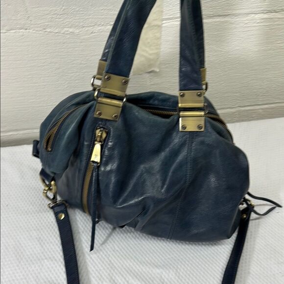 Vintage HOBO Derby Navy Blue Calf Skin Leather Handbag - Picture 13 of 14